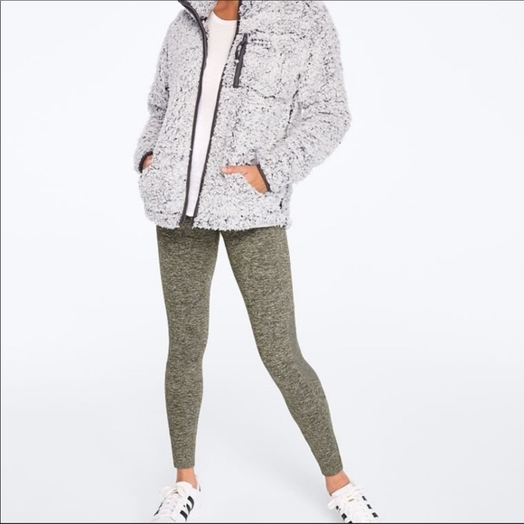 Vs Pink High Waist Extreme Cozy Side Pockets Leggings Heather Green - Picture 1 of 9